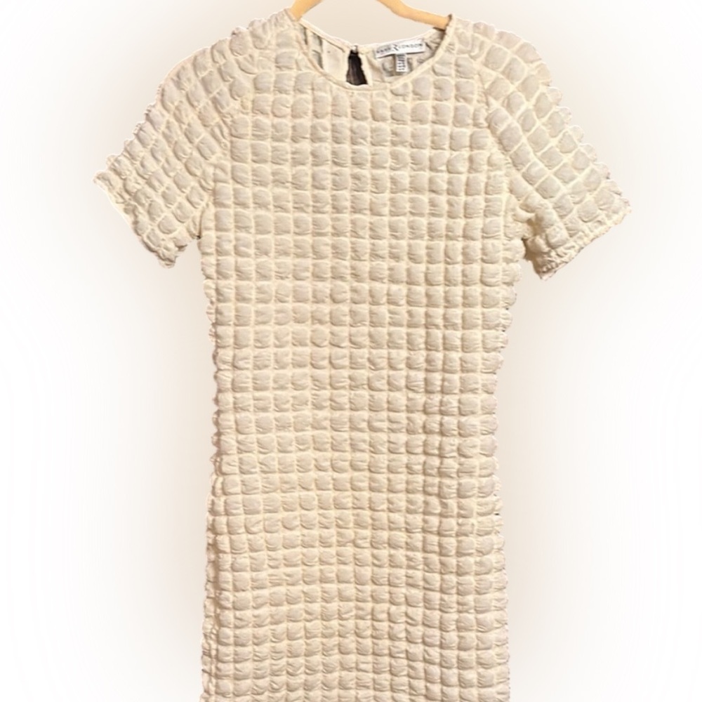 Rare London Ivory Quilted Mini Dress